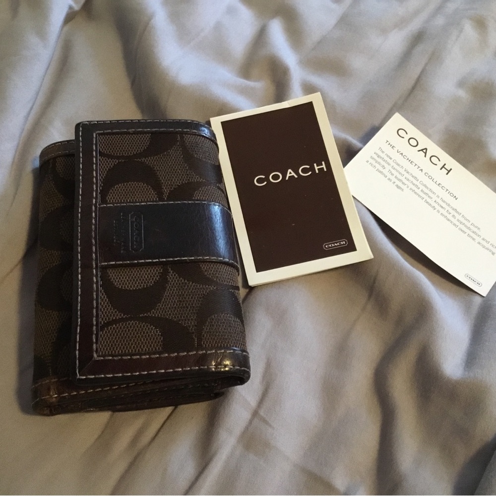 Coach Dark Brown Logo Continental Wallet